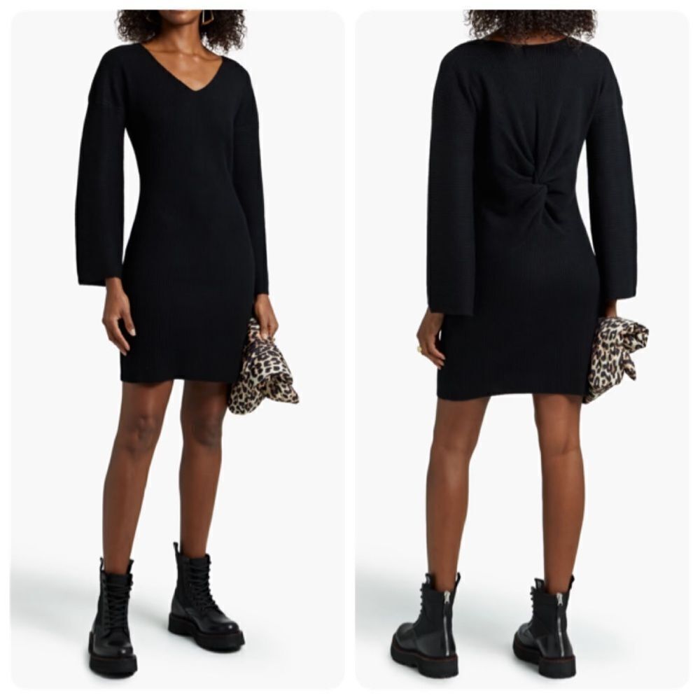NAADAM collection wool cashmere Twist-back ribbed mini dress Sz small